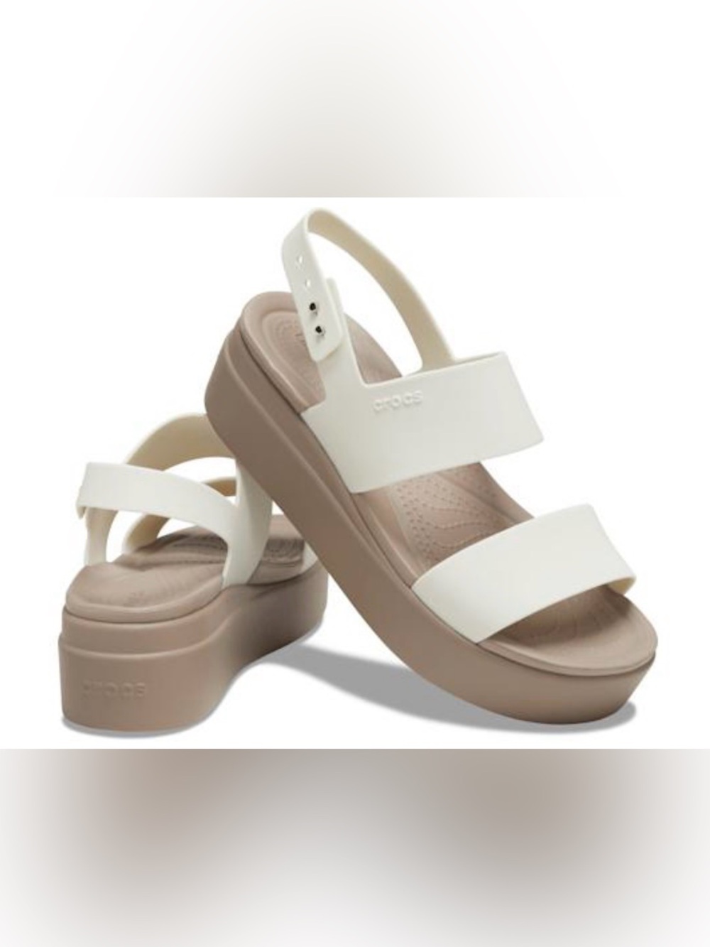 Crocs Brooklyn Low Wedge White Strap Sandals